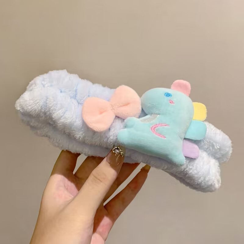 かわいい漫画ぬいぐるみ洗顔ヘッドバンド星豚カエルウサギニンジン猫洗浄とメイク落としヘッドバンド子供用|undefined