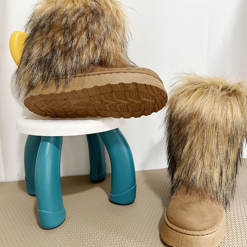 2024 botas de lana de tacones altos, zapatos de invierno para mujeres, botas de nieve de lana de alto perfil