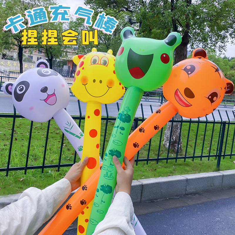 Juguetes inflables de PVC para puestos callejeros infantiles, bastones inflables largos, bastones de animales de dibujos animados, bastones inflables, globos al por mayor