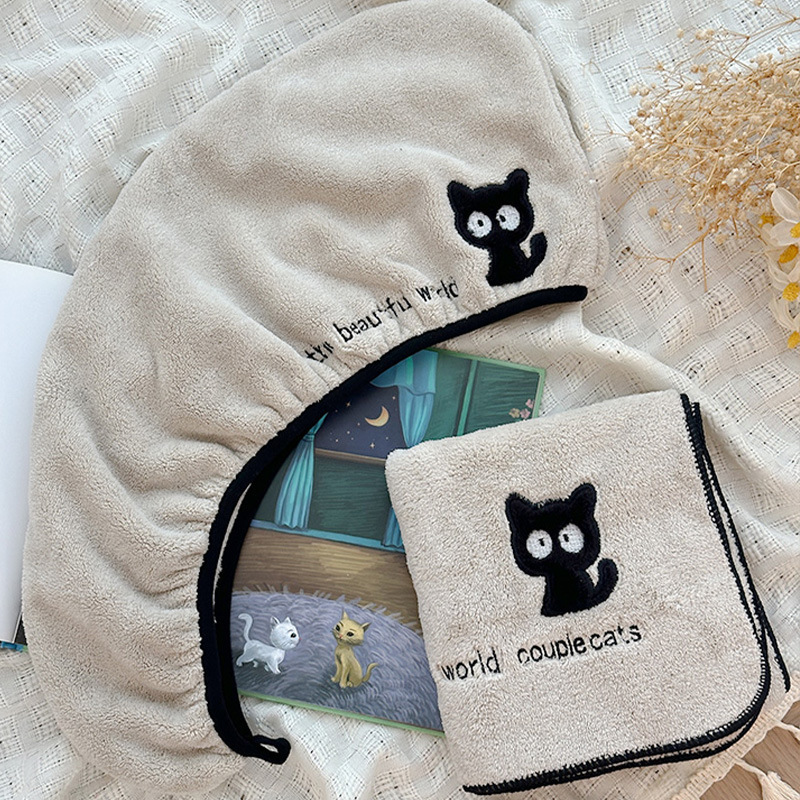 Cute Turban Thickened Wipe Turban Towel Dry Hair Towel Dry Hair Hat Cartoon Girl Household Water Absorbent Quick-drying Towel