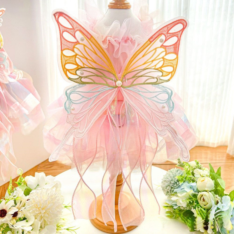 애완 동물 공주 드레스 웨딩 드레스 개와 고양이 의류 용품 Corgi Teddy French Dou Butterfly Fairy Translucent
