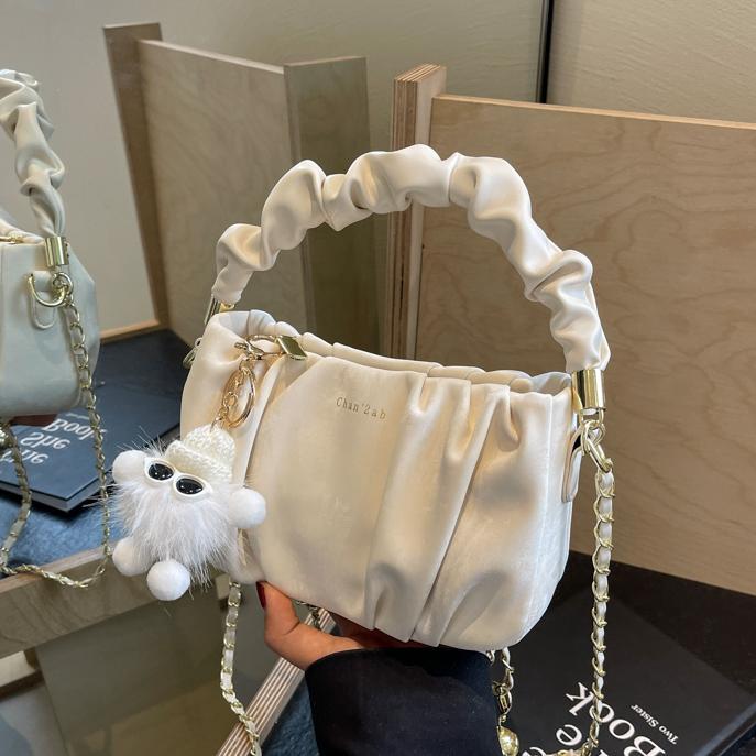 Verano súper fuego cadena plisada nube bolsa de axila señoras 2025 nuevo bandolera coreana de nicho todo fósforo