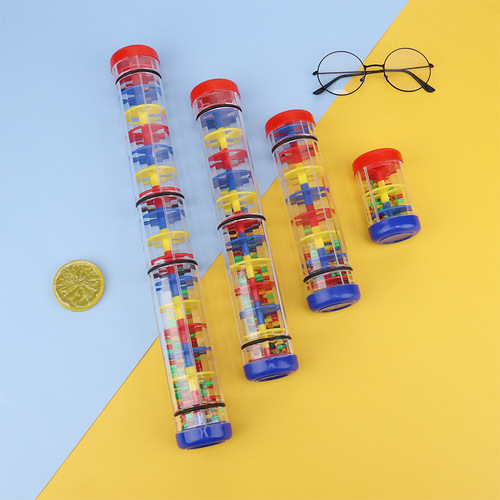 Rain sound tube Orff sand tube hearing training rain sound tube plastic toy hand-cranked rain sound tube rainbow hourglass