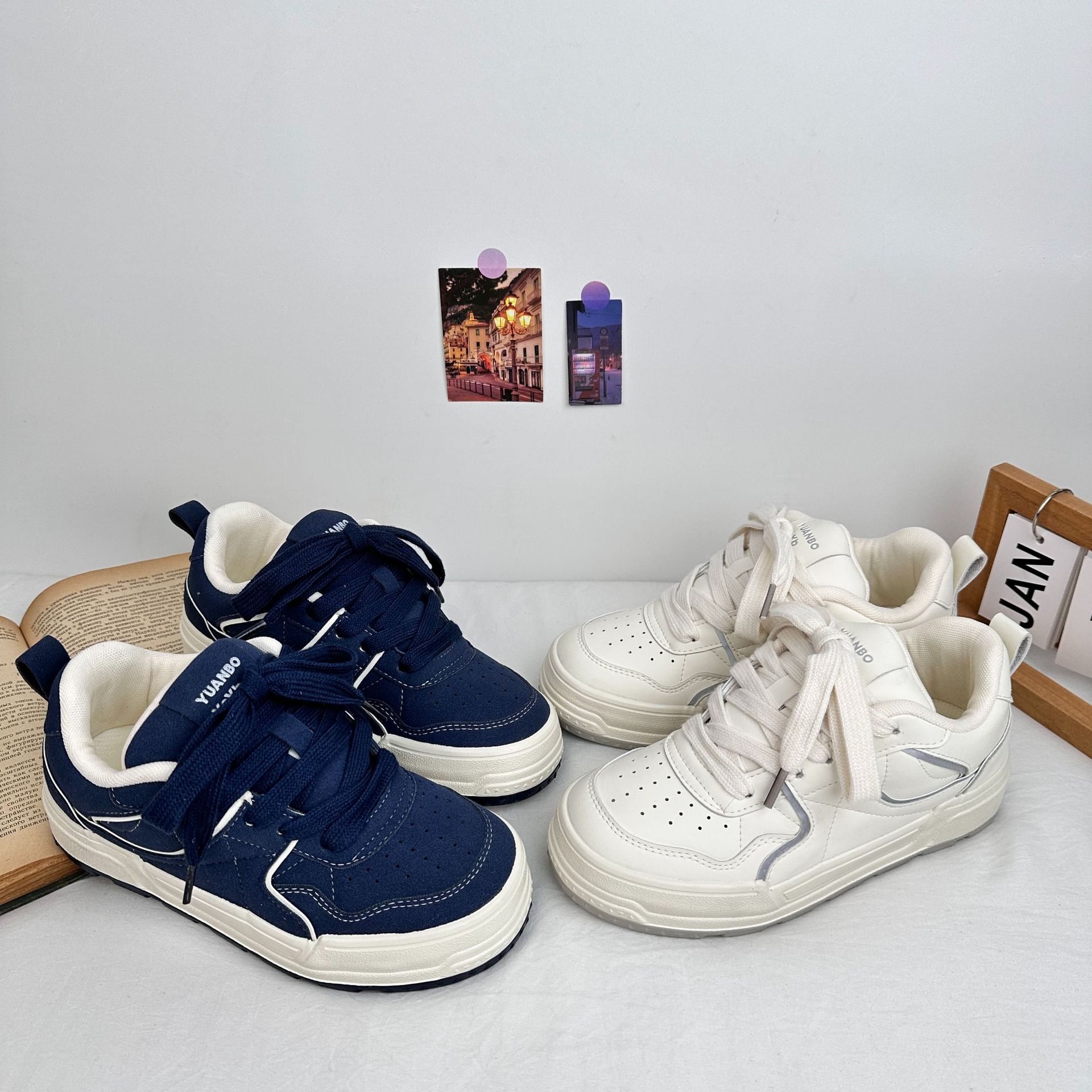Far Wave 2025 Spring New Student Sports Casual Board Versión coreana de Harajuku Trend Canvas Shoes White Shoes