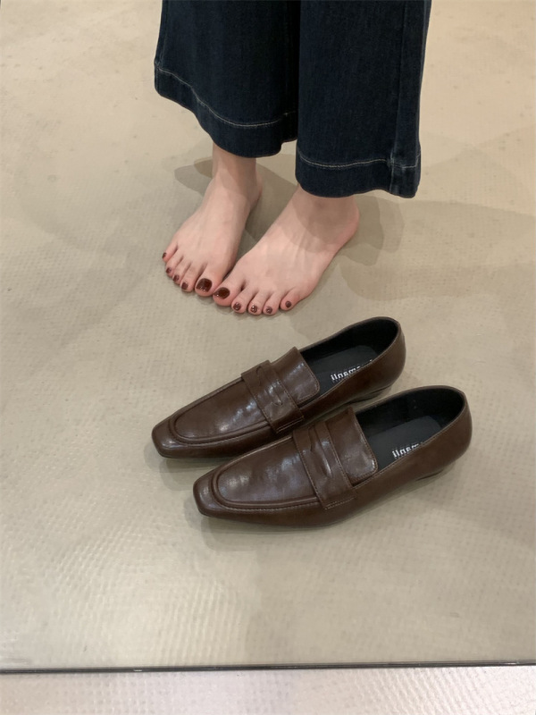 2025年新款小方头低跟女士穆勒鞋百搭气质皮鞋玛丽珍通勤单鞋|undefined