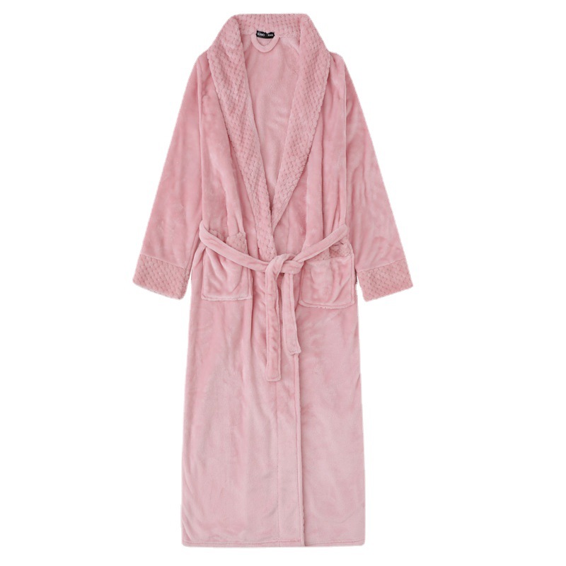 GraceChic Flanell-Bademantel im gleichen Stil für Paare, Herbst/Winter, verdickt, verlängert, Damen, locker, Übergröße, Herrenpyjama_voghion.com