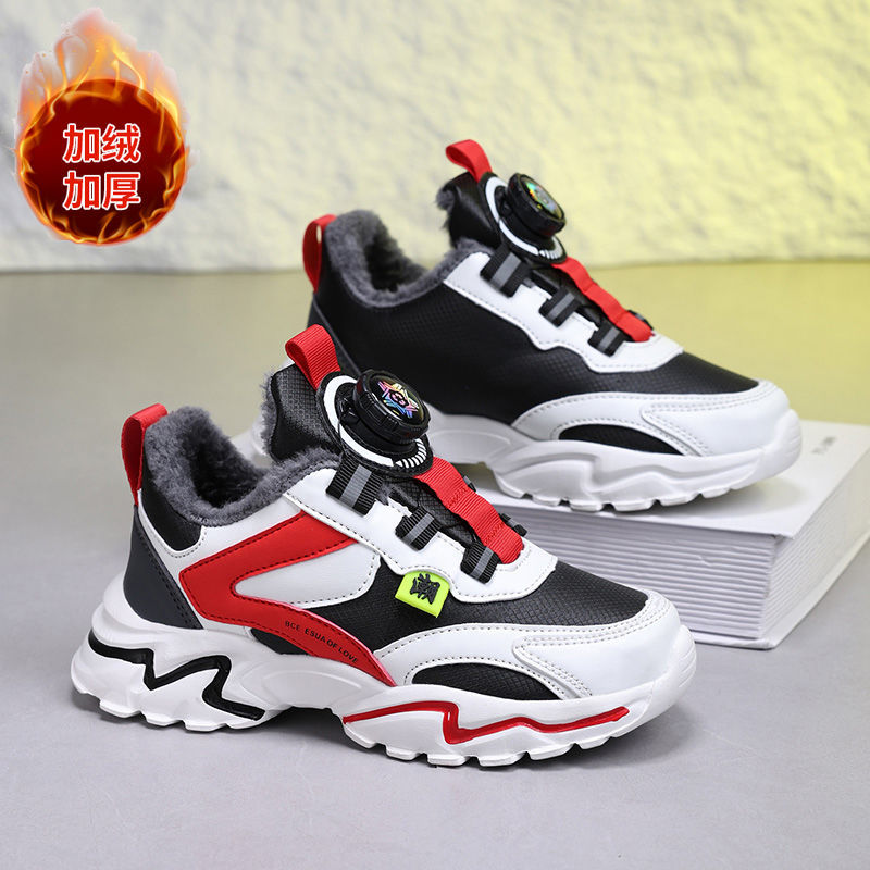 839 zapatos forrados de algodón negro y rojo