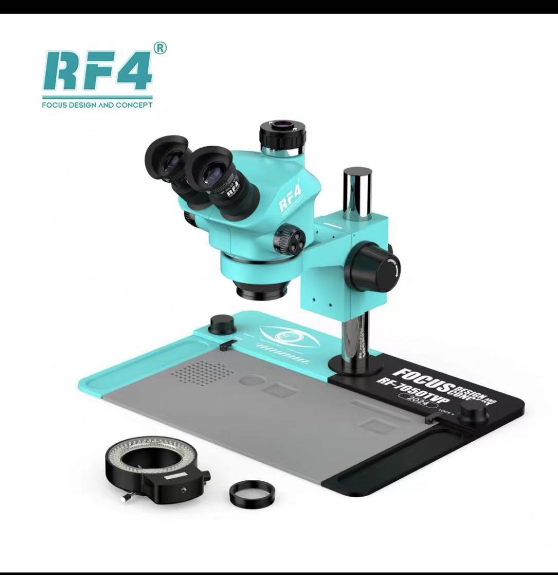 Microscopio de alta potencia RF4 mantenimiento de la placa base del teléfono móvil microscopio HD 7-50X Microscopio de zoom continuo de doble brazo