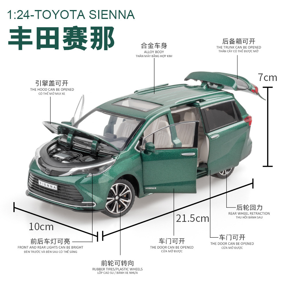 Zhiguan Alloy Car Model 1:24 Saina Business Vehicle Echo Light Sound Toy Car Music Model Adornos Venta al por mayor