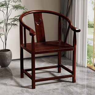 J^New Chinese Style Armchair Solid Wood Armchair Antique Crescent Chair Master Chair Back Tea Table Chair Hotel Engineering Chair