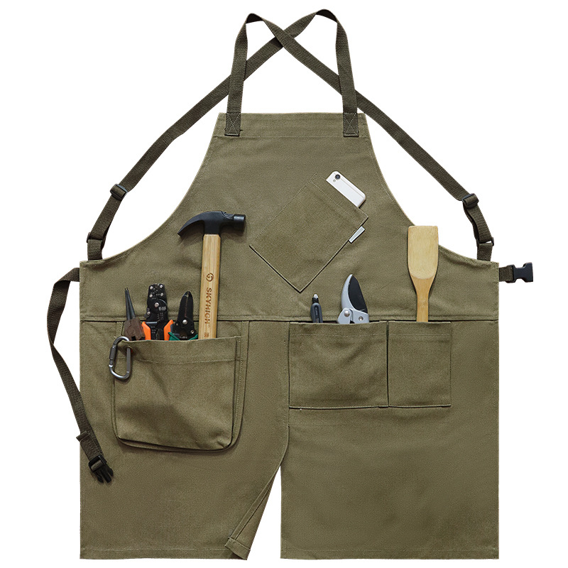Transfronterizo Amazon engrosado lona delantal jardinería electricista carpintería ropa de trabajo hogar cocina delantal logo personalizado