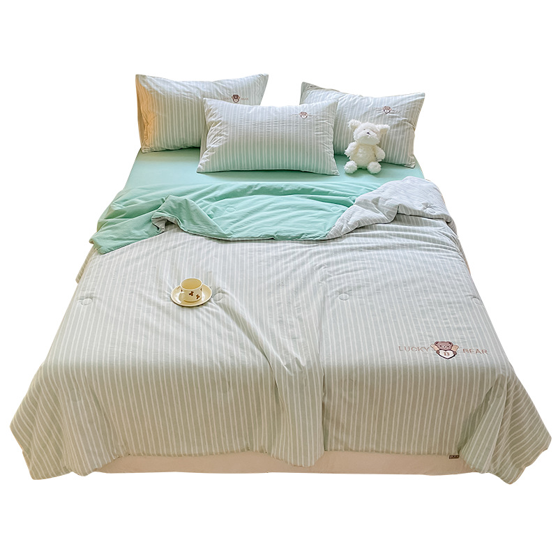 Edredón fresco de verano de algodón, colcha de aire acondicionado de algodón lavable a máquina, dormitorio individual, colcha de verano, colcha de soja, colcha de verano