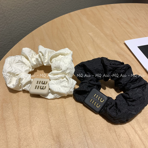 Luxury Letter M1U French-style large intestine hair tie, trendy retro versatile elegant hairband for women, elastic hair accessory