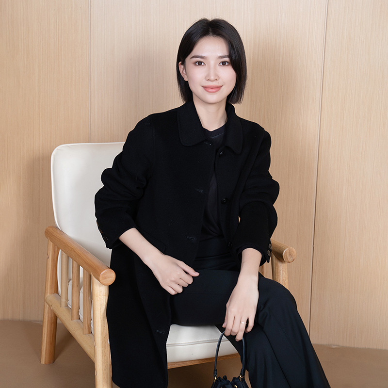 YUN韫冬季新款妈妈款中长款羊毛大衣女时尚厚双面大码风衣女外套|undefined