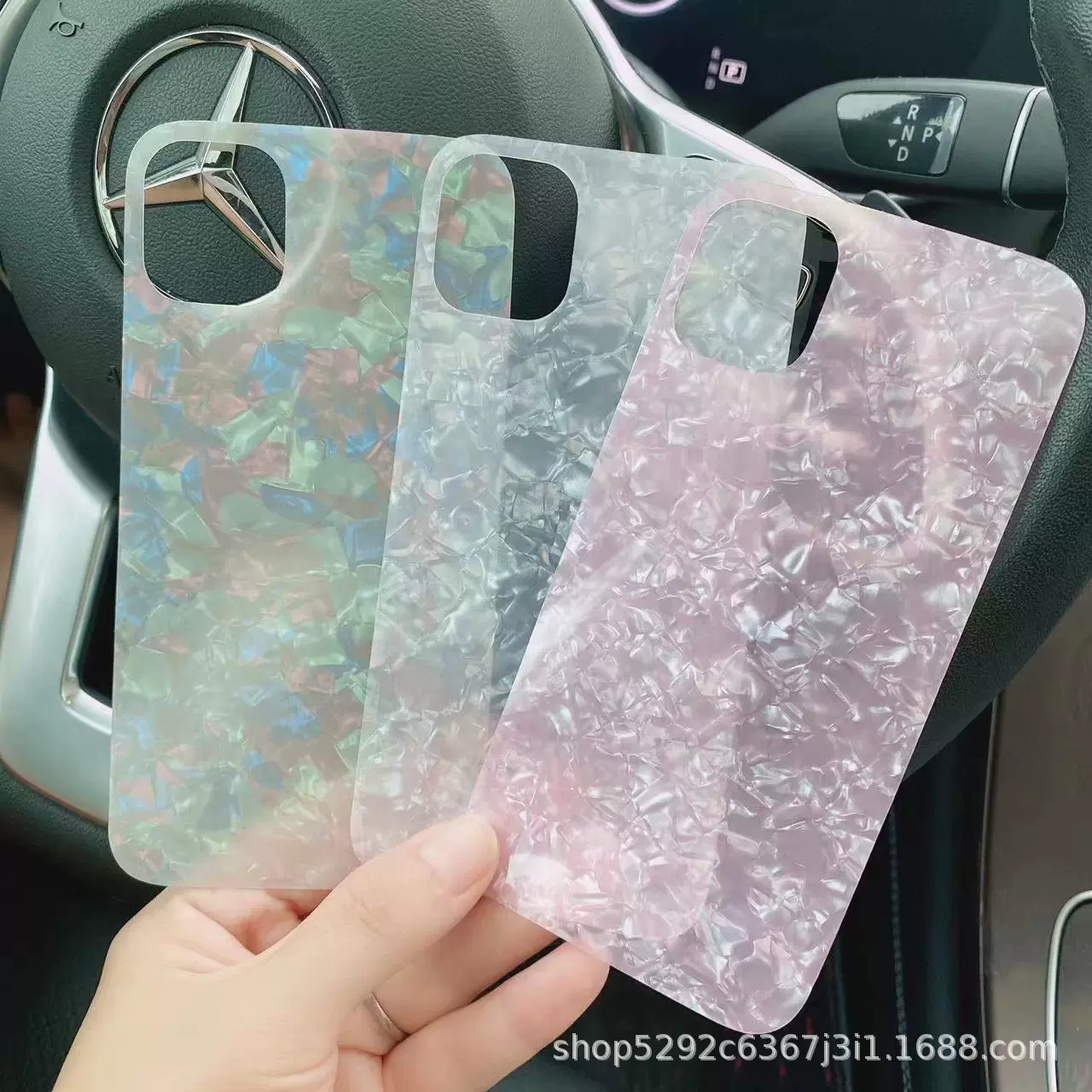 适用OPPOReno12Pro白色贝壳纹pet镭射卡纸一加ACE3V爱心手机背卡