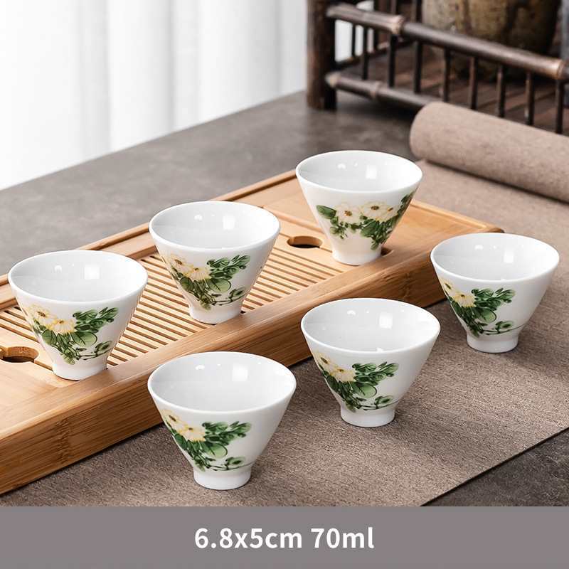 백자 버킷 컵-국화 6 팩