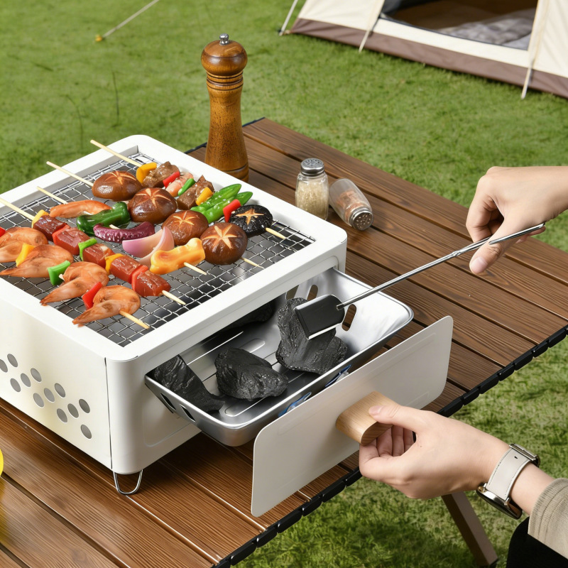 704 horno de camping para cocinar té bajo horno de parrilla de carbón portátil al aire libre de patio interior