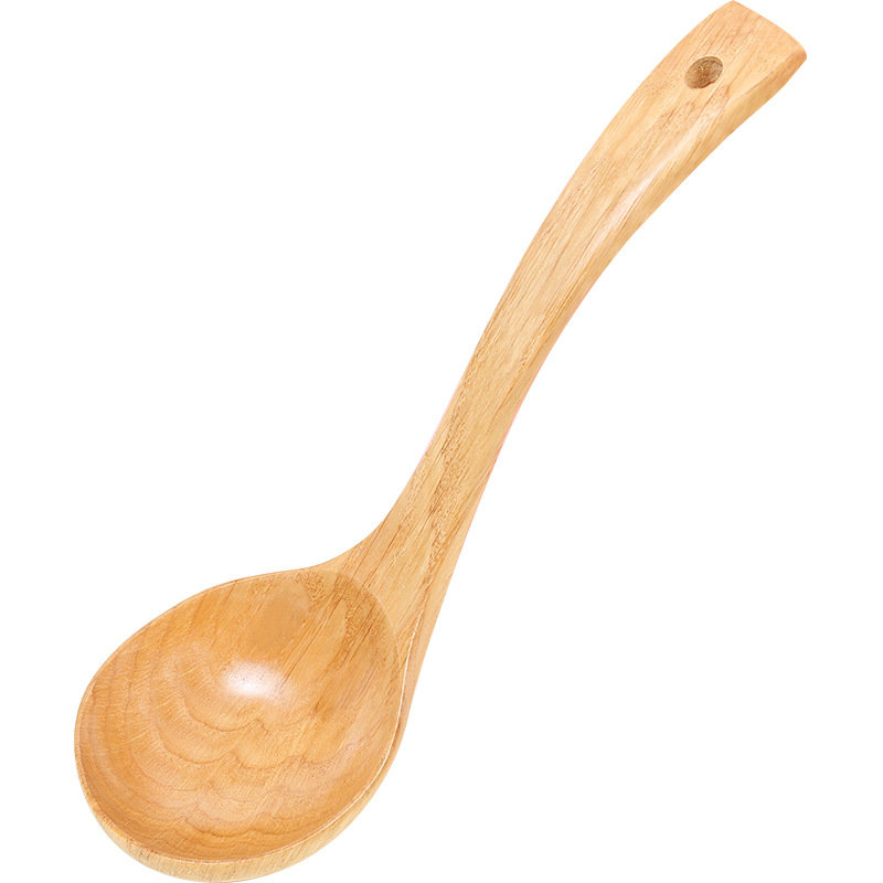 Cuchara de madera Cuchara de sopa grande de madera maciza Sopa de mango largo Cuchara de sopa japonesa Cuchara de madera Cuchara doblada Cuchara de avena Cuchara de olla caliente de madera Grabado