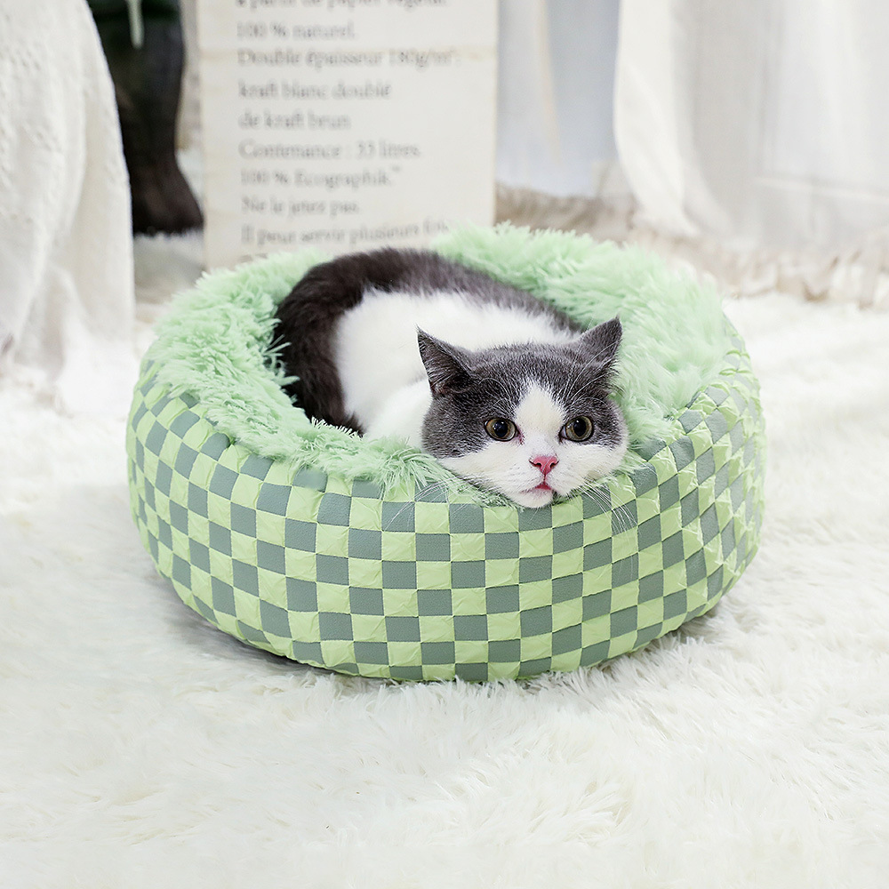 Gran espacio a prueba de viento y cálido, nido para gatos de estilo caliente, cama para gatos de sueño profundo, engrosamiento, caseta para mascotas semicerrada, caseta para perros