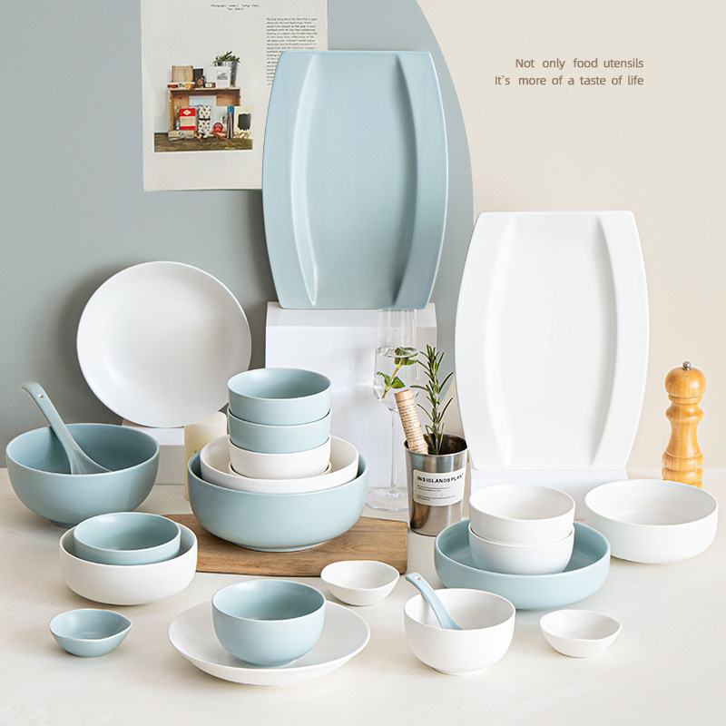 Wholesale Bowls and Plates Household Dishware Set Household Tableware Set Single Eating Bowl Plate Chopsticks Combination Ceramic Blue and White Wholesale Bowls and Plates Household Dishware Set Household Tableware Set Single Eating Bowl Plate Chopsticks Combination Ceramic Blue and White