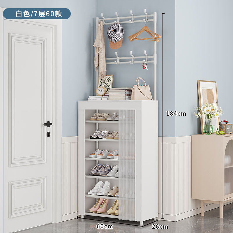 Zapatero a prueba de polvo, estante para zapatos y sombreros de piso para el hogar de varias capas, perchero en la puerta de la sala de estar, estante de almacenamiento de alquiler