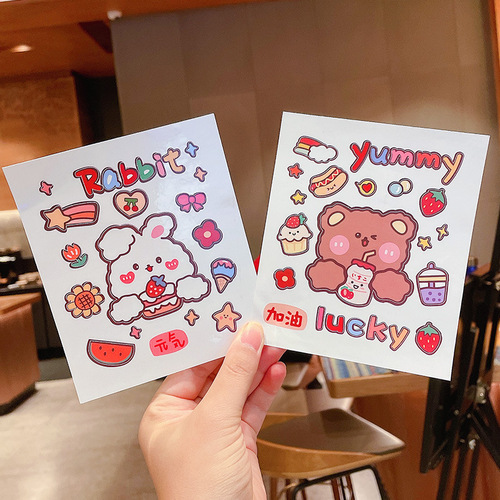 Original cute cartoon thermos cup waterproof sticker ins style pvc sticker water cup notebook handbook student sticker