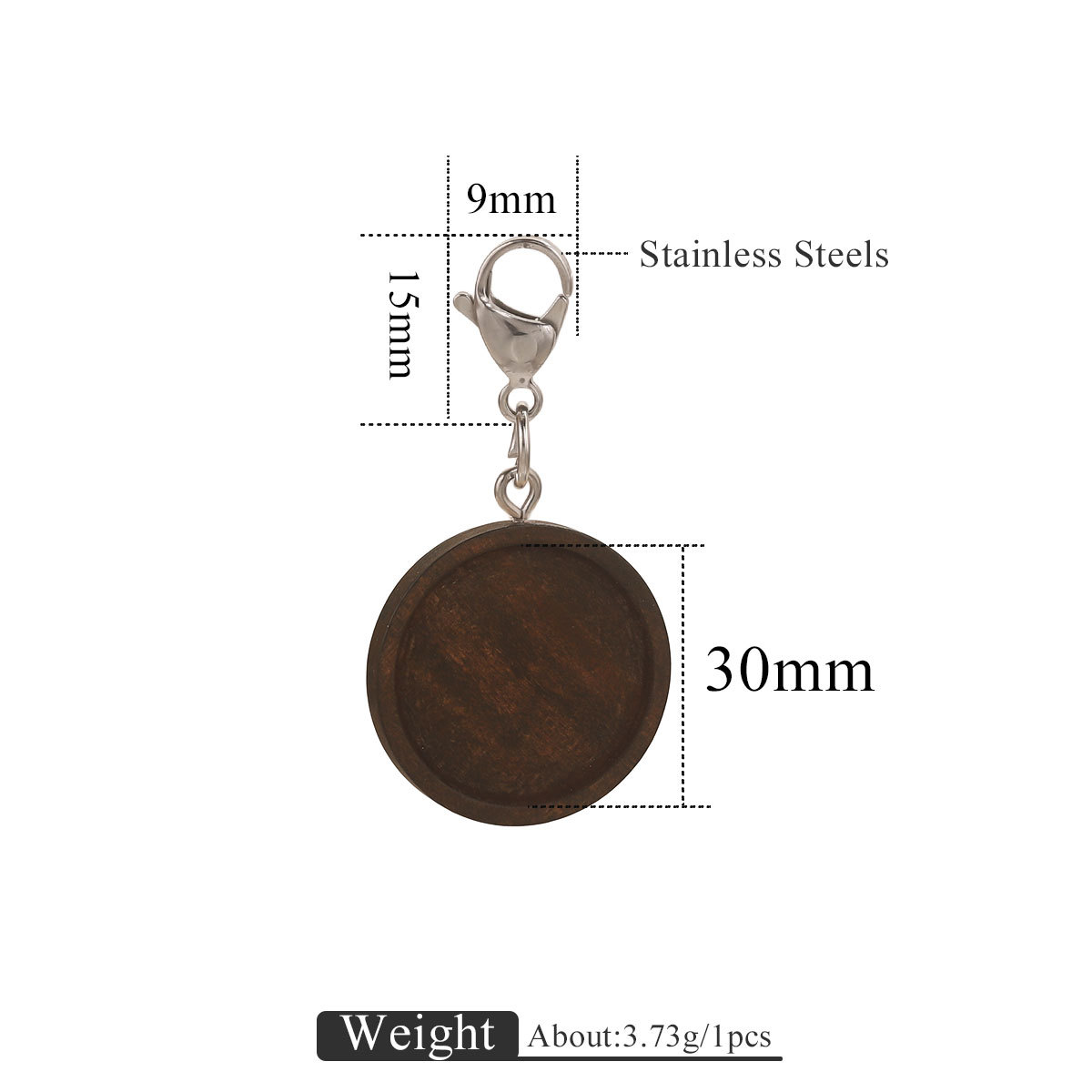 Base de madera redonda + ojo de oveja + anillo abierto + 15 joyería de joyería de llavero de joyería de joyería