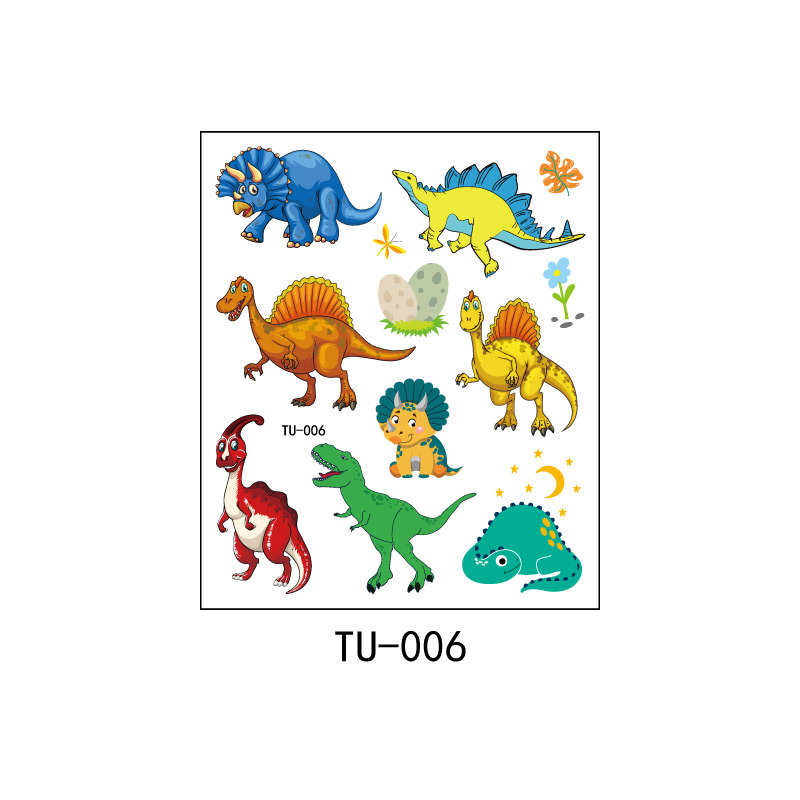 Pegatinas de tatuaje de dinosaurio sudor impermeable niños y niñas lindo Partido de dibujos animados desechables pegatinas de tatuaje temporal