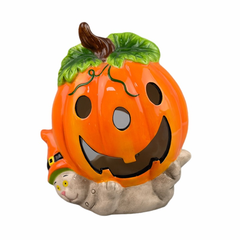 Halloween calabaza LED luz candelabro artesanía decoración creativa pequeña linterna dibujos animados fantasma Festival calabaza cabeza viento lámpara