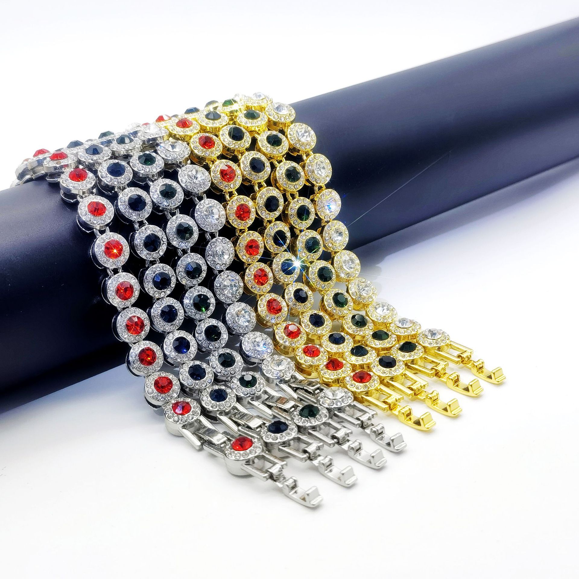 Neue runde kubanische Hip-Hop-Halskette mit 10 mm Durchmesser und Diamanteinlage, trendige Herrenaccessoires für Live-Streaming verfügbar_voghion.com