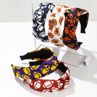 Amazon's best-selling sports style headband fabric baseball and football print simple knotted headband versatile and energetic