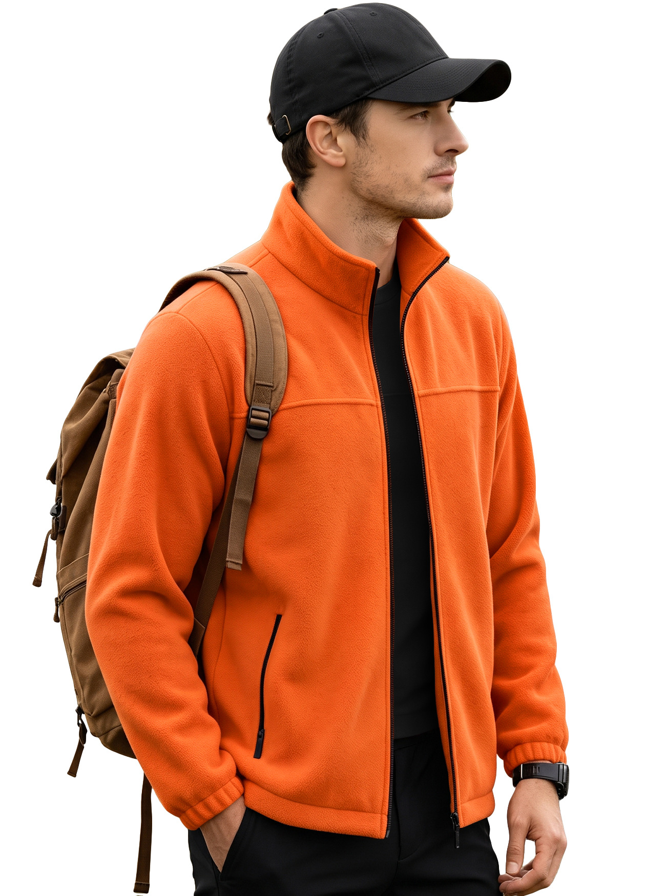 Sudadera de Vellón Polar para Hombre 380g de Poliéster Térmica con Cremallera para Uso Casual