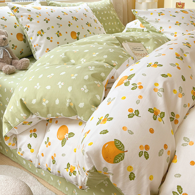 Juego de cuatro piezas de algodón 100 algodón puro 2025 nuevo estilo sábana floral funda de edredón sábana ropa de cama de tres piezas