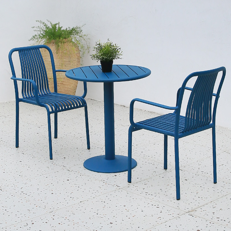 Combinación de mesa y silla al aire libre jardín al aire libre cafetería al aire libre colorido Patio de aluminio al aire libre ocio balcón pequeña mesa y silla image 10