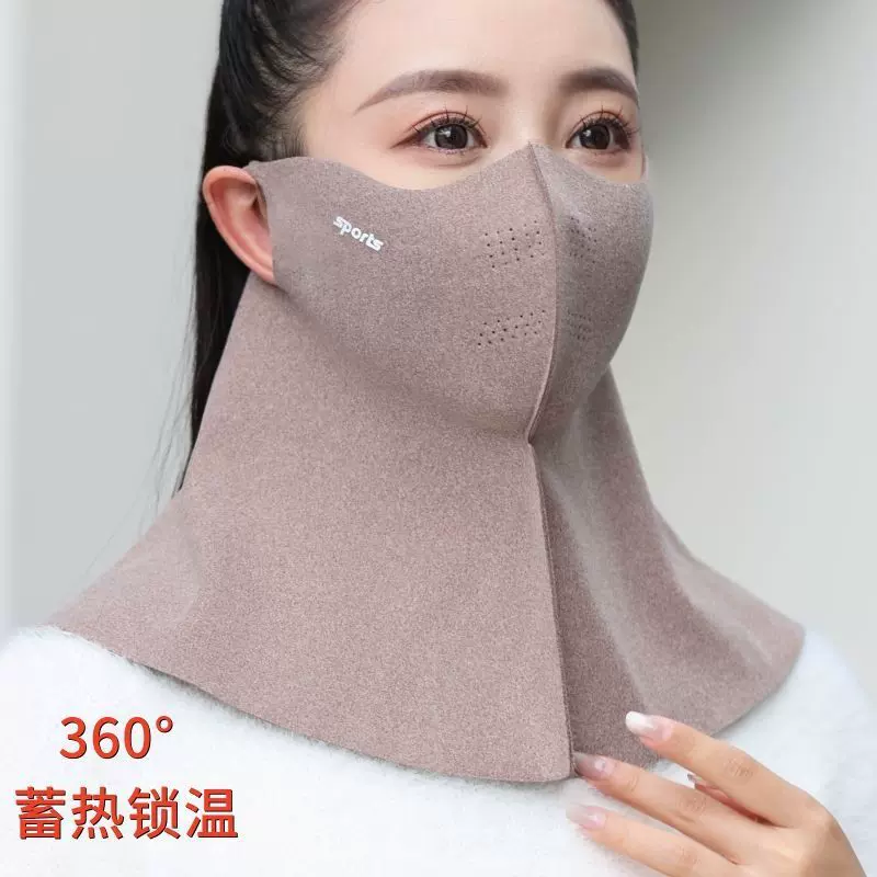 长款冬季防风保暖口罩女护脖子立体显脸小高颜值骑行德绒防寒面罩