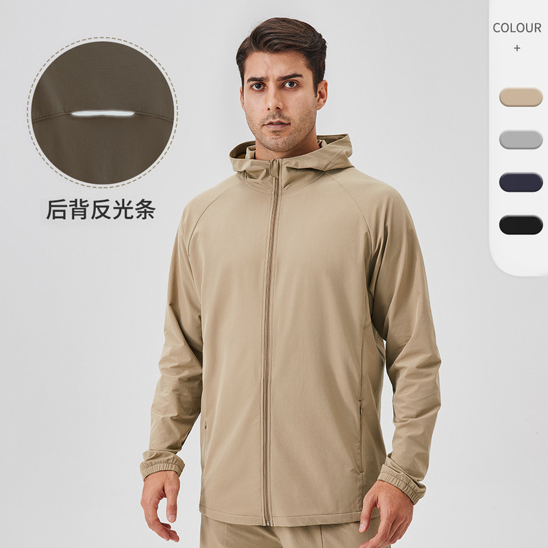 Men's Sports Jacket Autumn and Winter Zipper Windproof Hat Shani Outdoor Loose Casual Running Fitness Jacket 41522