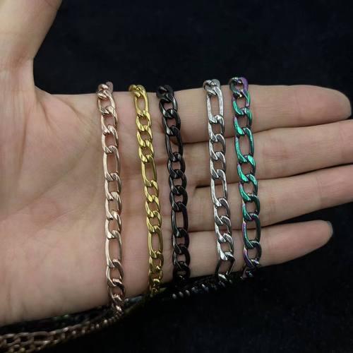 3/4/5/6MM Figaro necklace 3+1NK stainless steel vacuum plated steel/gold/black/rose gold/color necklace