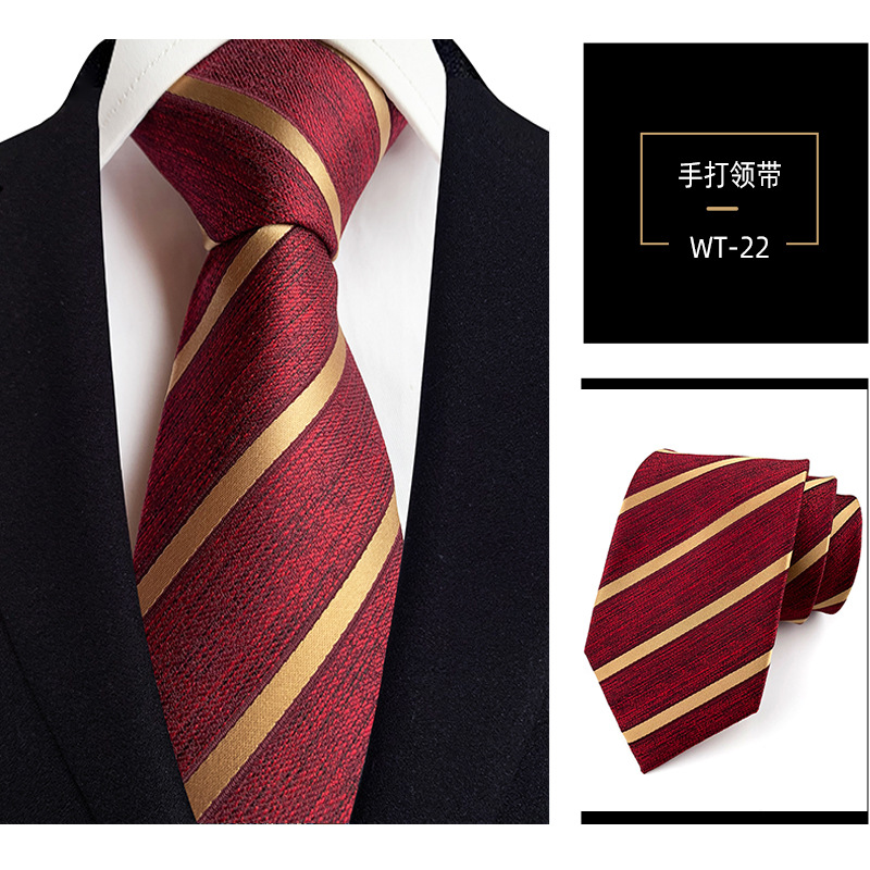 8cm mano corbata de poliéster de los hombres teñidos de hilo de rayas de desgaste formal profesional traje de negocios accesorios de fábrica en stock al por mayor