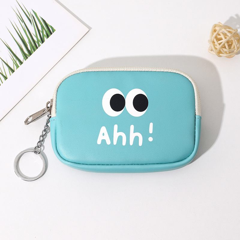 Mini bolso de cambio caricatura lindo coreano zip monedas bolsa de auriculares PU bolsa de cambio de estudiantes bolsa colgante