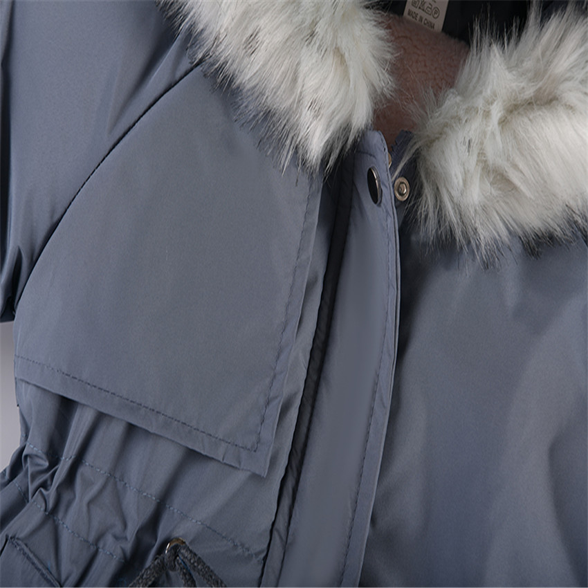 New Korean Style Girls' Mid Length Parka Coat With Drawstring Waist And Thick Cotton Coat_voghion.com