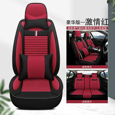 Seat Cover Linen Fabric Car – Four Seasons Pad - passion-red-deluxe-edition-general-purpose
