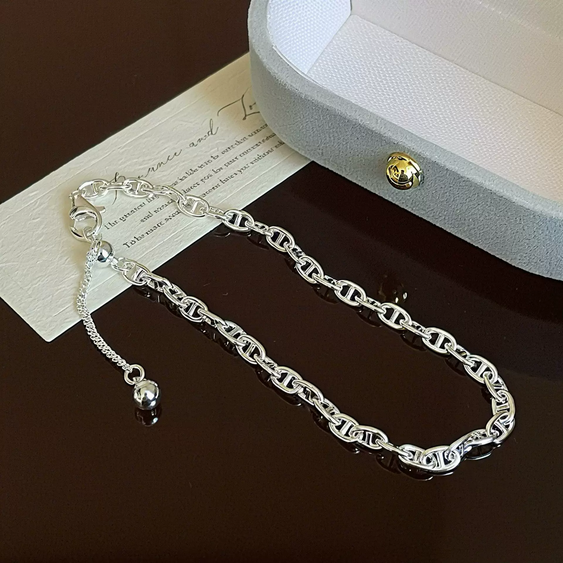 S925纯银几何猪鼻子抽拉手链高级感轻奢小众设计时尚百搭叠戴