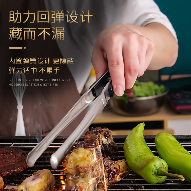 304ステンレス鋼製スライド式バーベキュークリップ、スライド式収納クリップ、クリエイティブなステーキ焼きクリップ、多機能フードクリップ|undefined