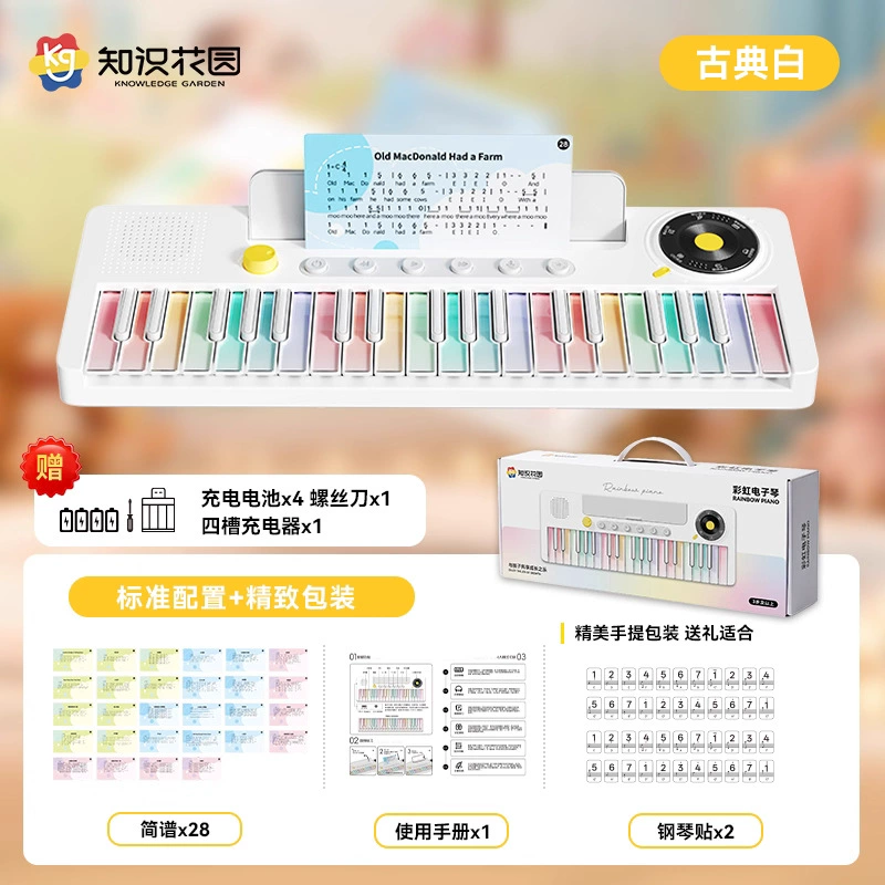 知识花园 Rainbow synthesizer, piano, toy for beginners, 37 keys