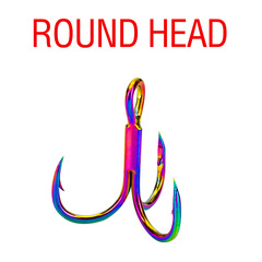 10枚裝炫彩4X加強三本鈎散裝魚鈎有倒刺釣魚鈎批發