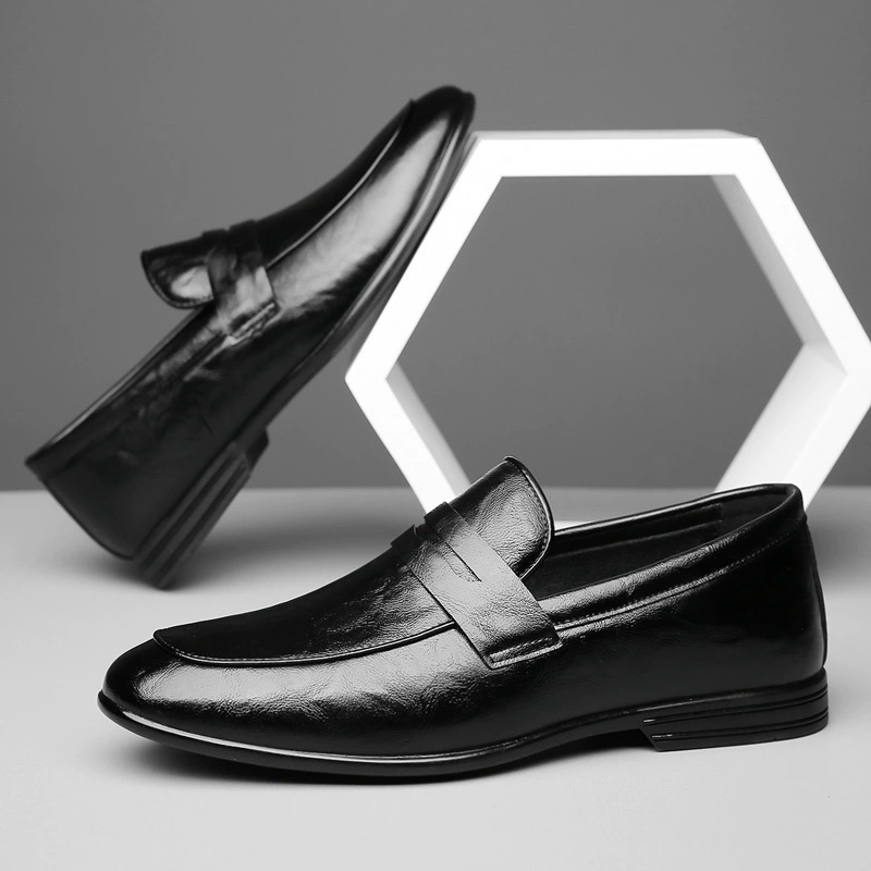 Новые Туфли-бобы в британском стиле, мужские однотонные повседневные кожаные туфли без шнуровки из воловьей кожи, мужские модные короткие туфли в Корейском стиле