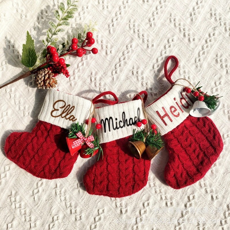 クリスマスストラップクリスマスクリスマスストッククロスボーダーカスタム名前ニット靴下クリスマスツリー装飾ギフトバッグ|undefined