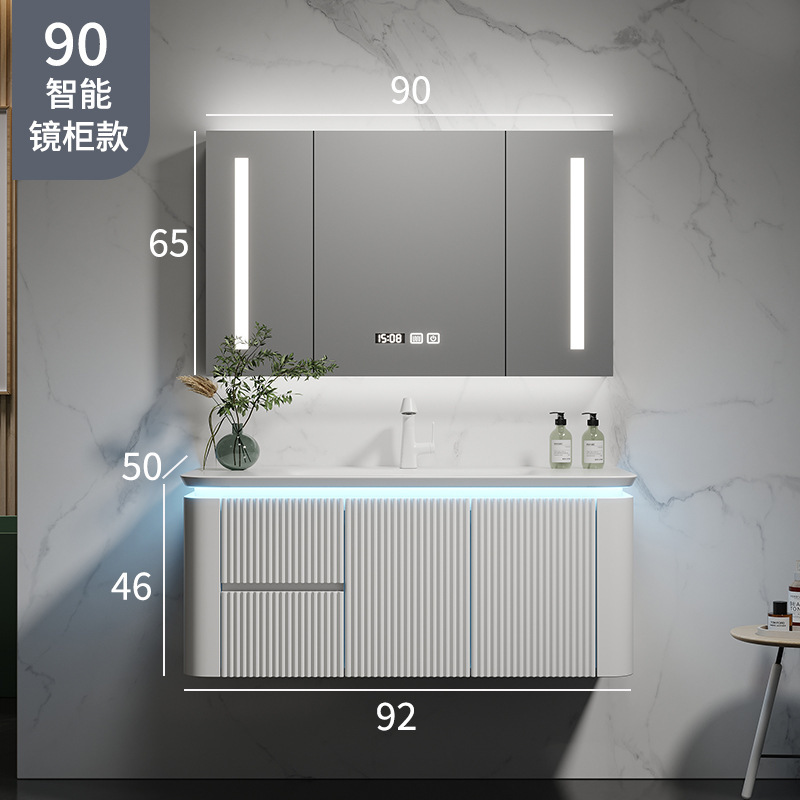 Mueble de baño de cerámica cuenca integrada lavabo de madera maciza lavabo gabinete de baño de cerámica integrada combinación gabinete de lavabo