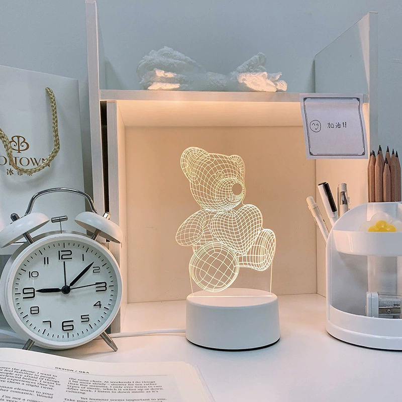 3D акриловая ночная лампа, USB питание 4W, основание из ABS, одноцветная панель, несколько 3D- дизайнов