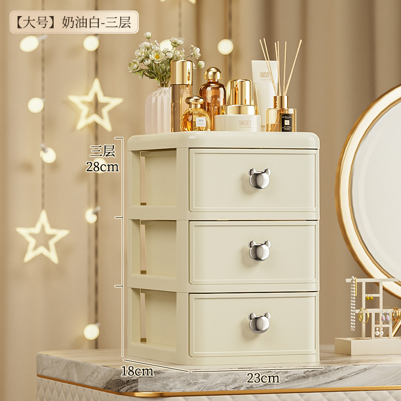 Caja de almacenamiento de escritorio transparente cajón caja de almacenamiento de cosméticos papelería apilable artículos diversos organizador de almacenamiento rack